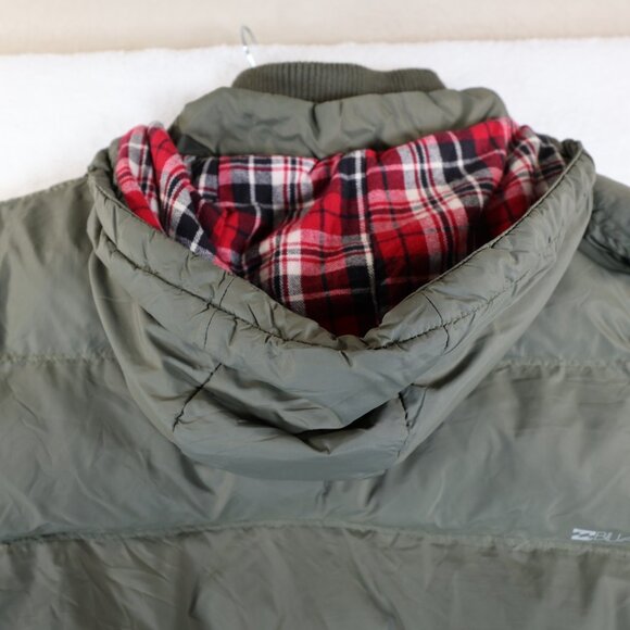 Billabong Y2K Chunky Puffer Hooded Green Vest Fleece Lined Heavyweight Dbl Zip L - Picture 12 of 12